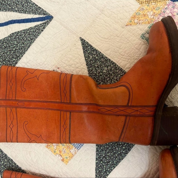 Tan Leather Western Knee-High Boots - Picture 5 of 8